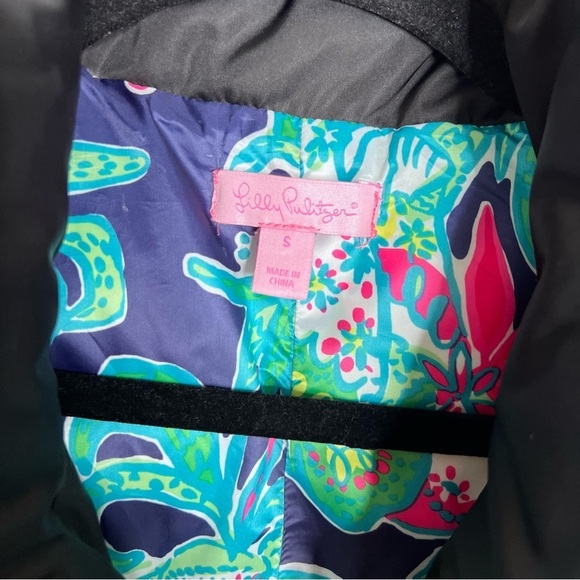 Lilly Pulitzer Vest Women Small Black Down Feather Quilted Puffer Full Zipper - Picture 2 of 7